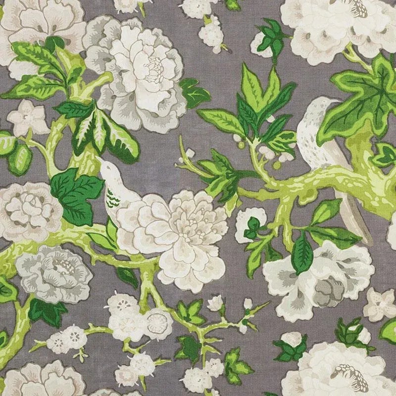 Schumacher Bermuda Blossoms Fabric in Slate | Chairish