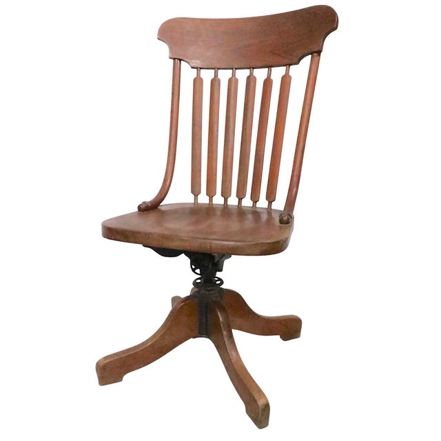 Late 19th Century Victorian Oak Swivel Desk Chair For Sale In New York - Image 6 of 14