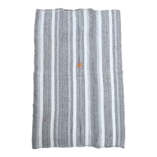 1970s Vintage Handmade Wool Cotton Grey Kilim Runner Rug For Sale