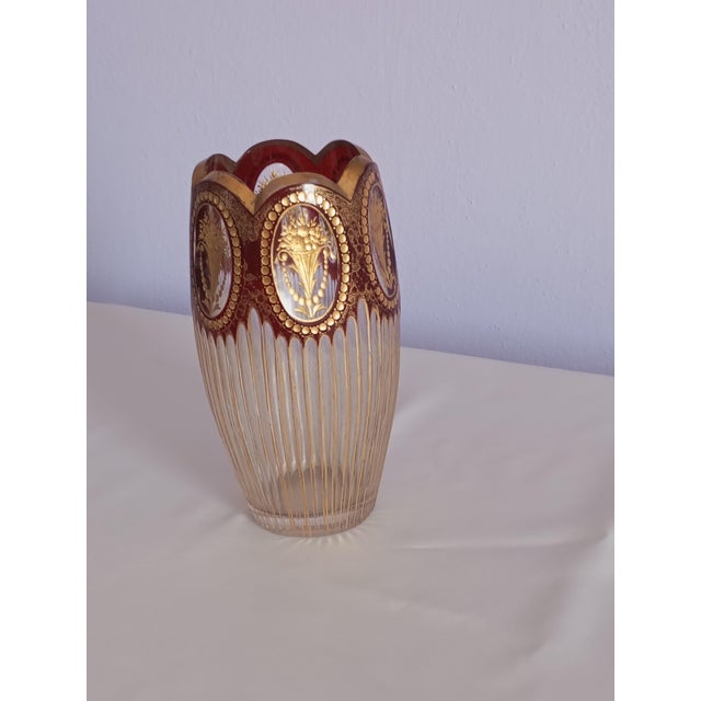 Bohemian Cut Glass Vase, 1920s For Sale - Image 3 of 18