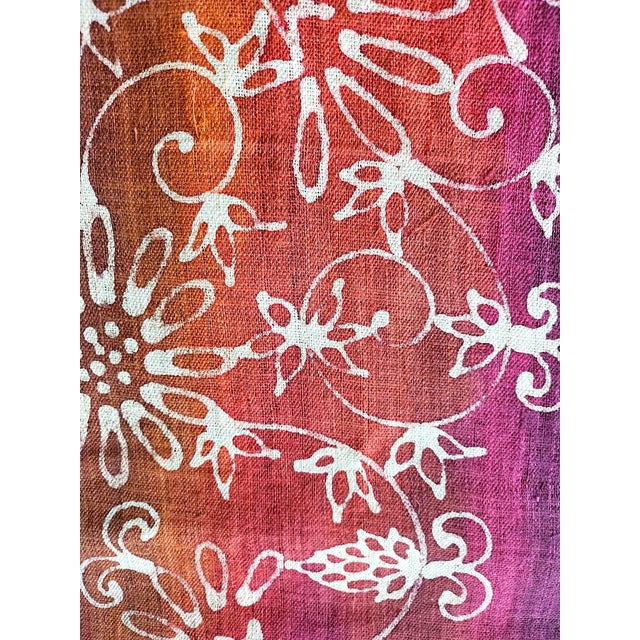 Orange Vintage Indonesian Jewel Tone Batik Bark Cloth Textile, 6 Yards For Sale - Image 8 of 10