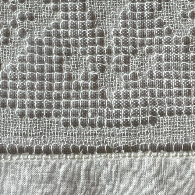 Early 20th Century Vintage Whitework & Cutout Embroidery Tablecloth White Farmhouse Traditional English Cottage Grandmillennial Floral For Sale - Image 5 of 7