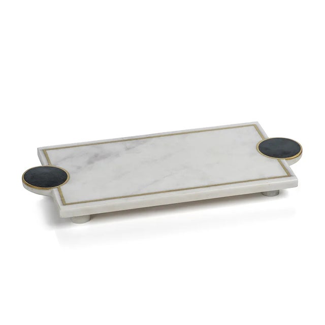 Contemporary Karmello Stone & Marble Footed Tray For Sale - Image 3 of 3