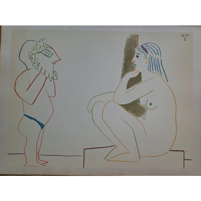 Pablo Picasso, The Nude Woman and the Masked Man, 1954, Lithograph For Sale