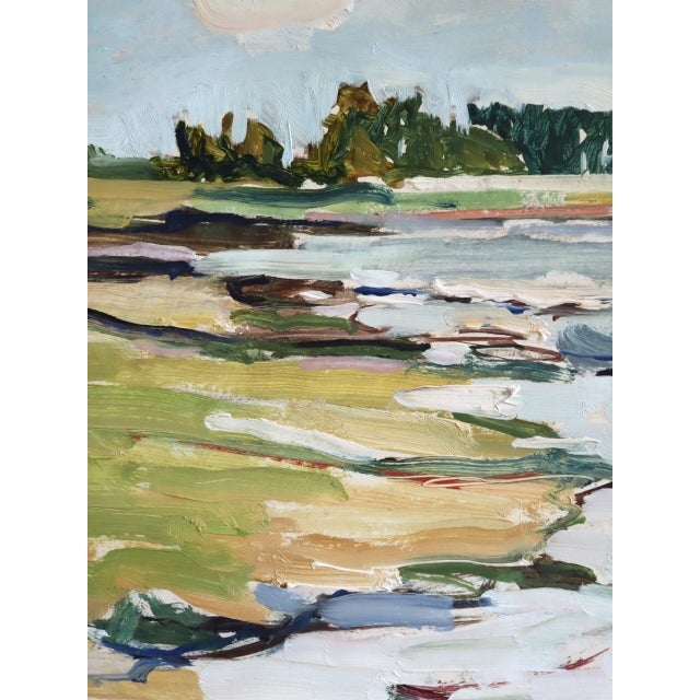 Mid-Century Modern 'Tidal Rhythm' Vintage Expressive Coastal Landscape Oil Painting, Framed For Sale - Image 10 of 12