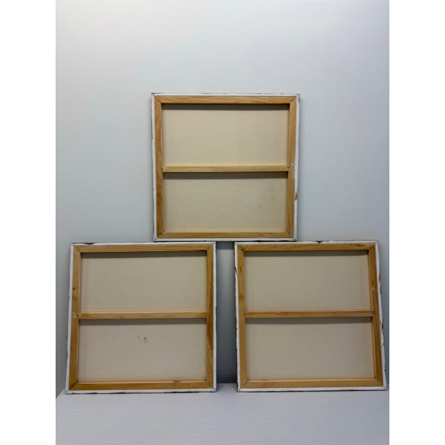 Set of 3 Original Paintings Abstract Squares, Multi Colored on Square Canvas For Sale - Image 9 of 11