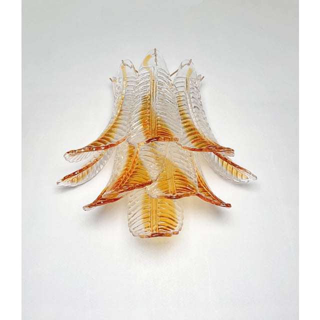 Glass Italian Amber Murano Glass Felci Wall Sconces, 1990s, Set of 2 For Sale - Image 7 of 16