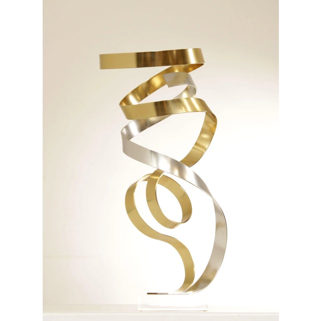 High Quality Vintage Modern Sculpture by Dan Murphy (American, 20th C.), Abstract Anodized and Polished Aluminum Ribbons...