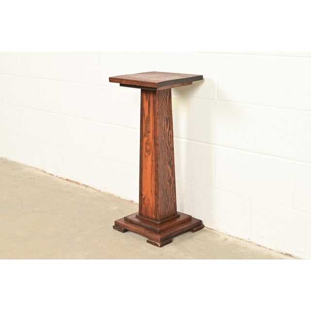 Mission Stickley Style Antique Mission Arts & Crafts Pine Pedestal Table or Plant Stand, Circa 1910 For Sale - Image 3 of 9