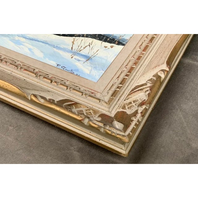 Fernand Gaulin Signed Winter Landscape Oil Painting, 1973 For Sale - Image 15 of 17