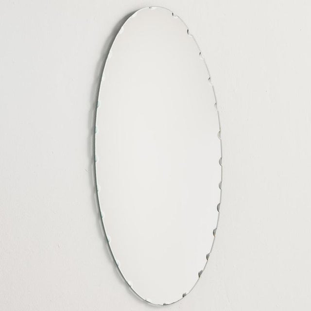 Silver Vintage Oval Wall Mirror, 1970s For Sale - Image 8 of 8