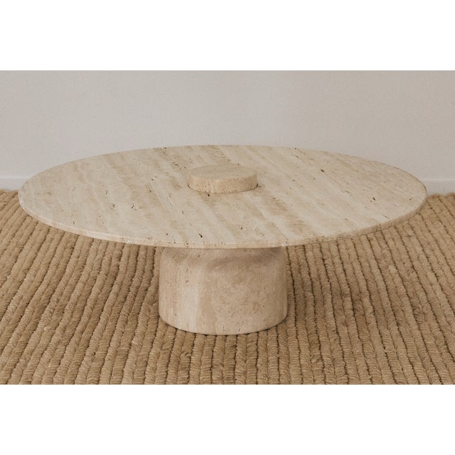Mid-Century Modern Round Travertine Coffee Table, 1970s For Sale - Image 3 of 11