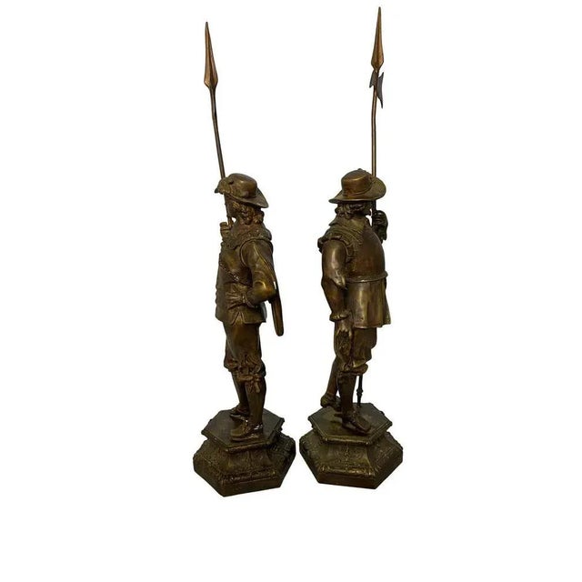 Bronze Cavalier Statues, 19th-Century, Set of 2 For Sale - Image 9 of 13
