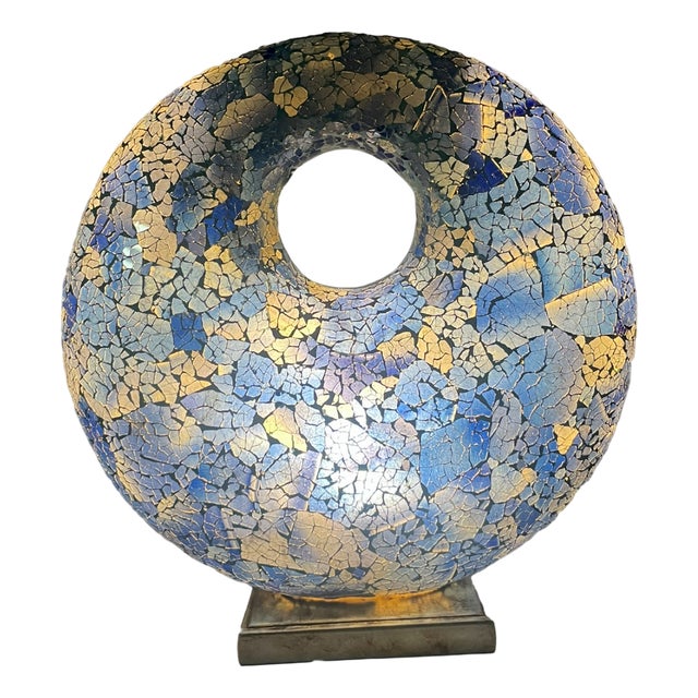 Sculptural Crackled Glass Mosaic Table Lamp, 1990s For Sale