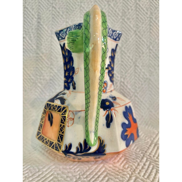 Royal Doulton Early 20th Century Royal Doulton Imari Style Dragon Handle Cabinet Jug – Crackle Glaze – 7.25” For Sale - Image 4 of 12