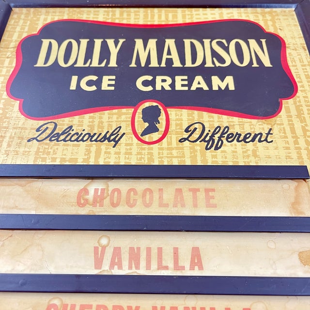 Metal 1040s Tin Dolly Madison Ice Cream Flavor Board For Sale - Image 7 of 11