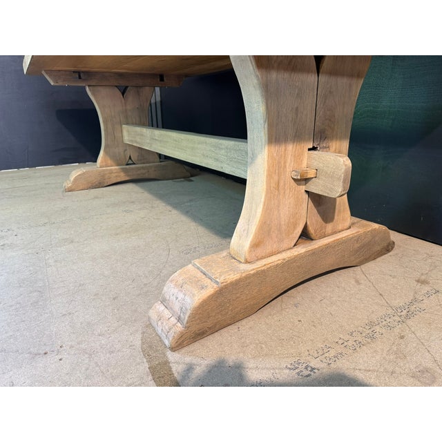 French Bleaching Oak Farmhouse Dining Table, 1925 For Sale - Image 10 of 18
