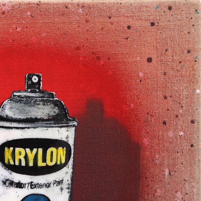 Pop Art Obsessive - Surrealist Red Spray Paint Can Pop Art on Canvas Original Artwork by Carl Smith For Sale - Image 3 of 9