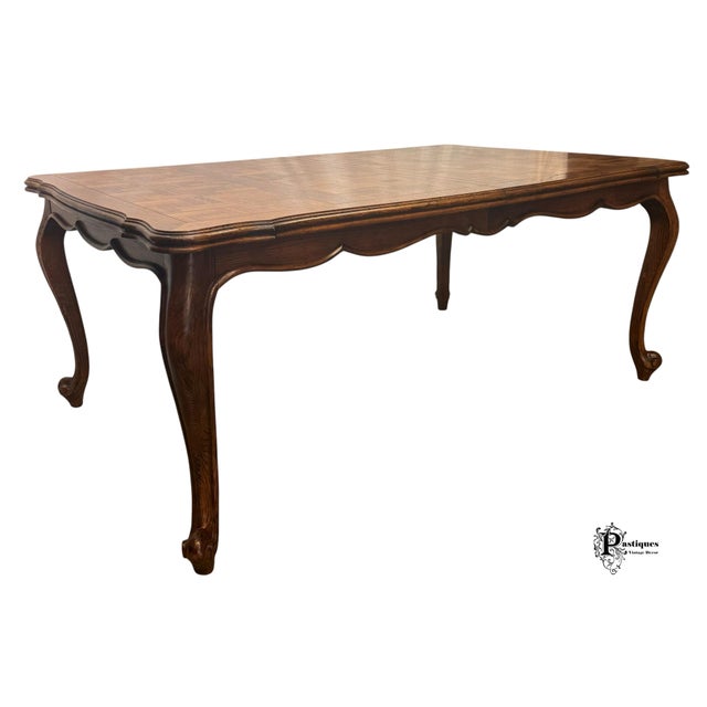 Vintage Century French Country Style Oak Parquet Extension Dining Table For Sale - Image 9 of 12