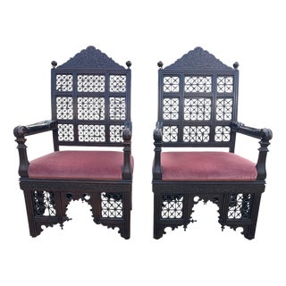 Antique Armchairs in Walnut, 1890s, Set of 2 For Sale
