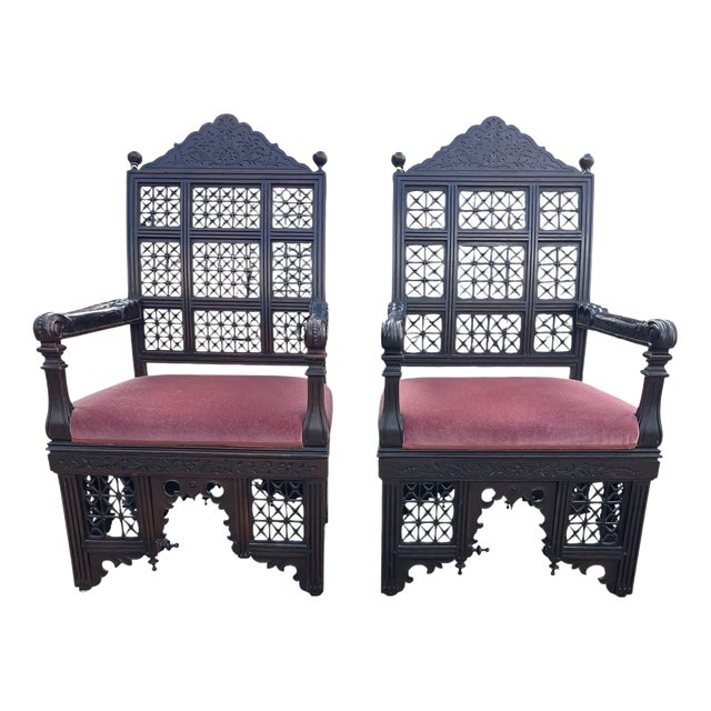Antique Armchairs in Walnut, 1890s, Set of 2 For Sale