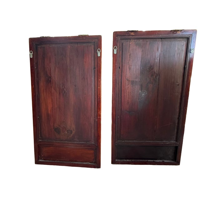 Wood Mid 20th Century Chinese Reverse-Painted Glass Ancestor Portraits in Carved Wood Frames--Pair For Sale - Image 7 of 12