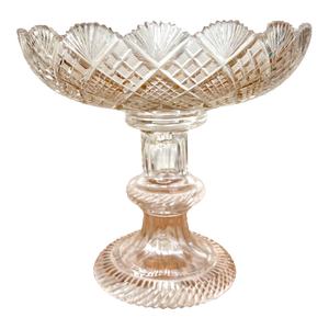 Mid 19th Century An Anglo-Irish Hand Cut Crystal "Waterford Style" Pedestal Compote