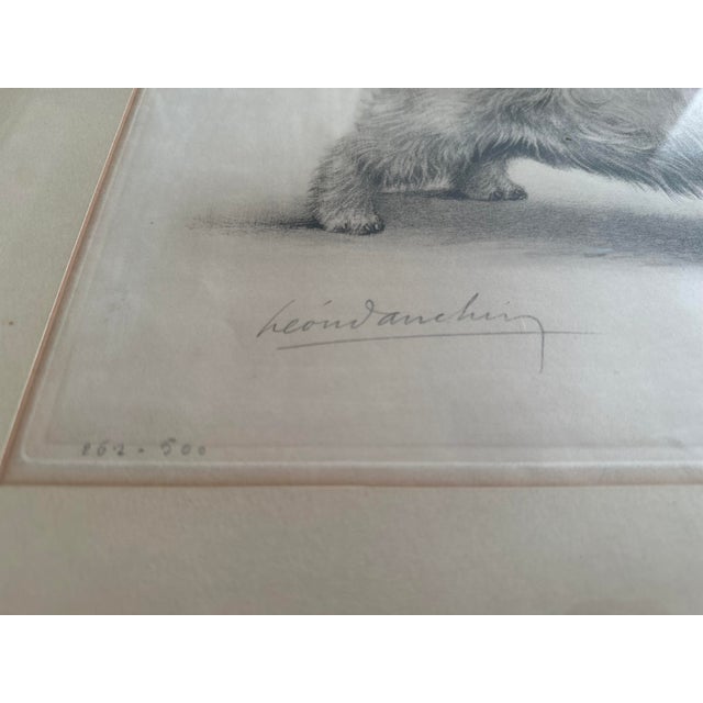 Printmaking Materials Leon Danchin Framed Lithograph 1930s “Two Wire Fox Terriers” Signed For Sale - Image 7 of 9