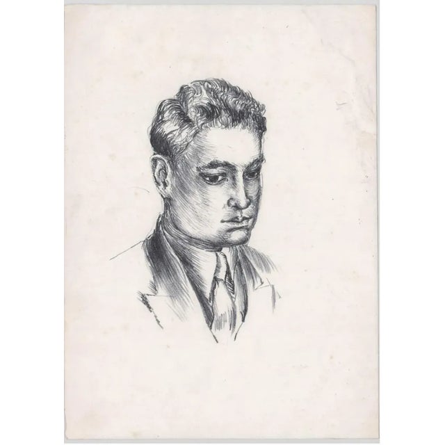 1930s unsigned portrait of a man in the WPA style.