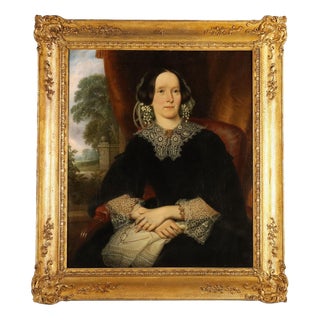 Portrait of a Lady, Oil on Canvas For Sale