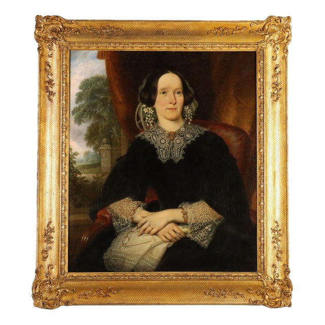 Portrait of a Lady, Oil on Canvas For Sale