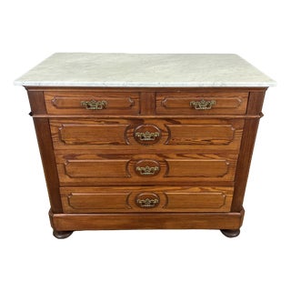 Vintage French Style Chest of Drawers with Marble Top For Sale