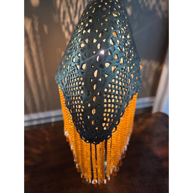 Antique Moorish Moroccan Pierced Brass Table Lamp For Sale - Image 10 of 14