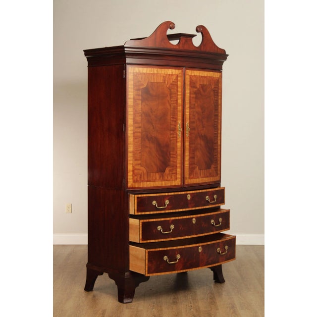Hepplewhite Hickory White American Masterpiece Collection Mahogany Inlaid Armoire For Sale - Image 3 of 13