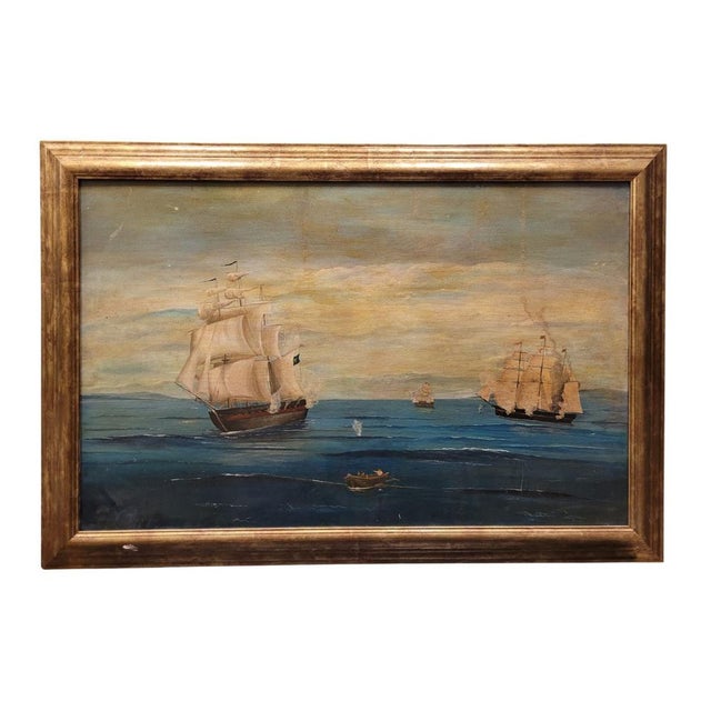 French Artist, Naval Battle, 1800s, Oil on Board, Framed For Sale - Image 14 of 14