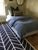 Twin Blue Pinstriped Bed Frames For Sale - Image 12 of 13