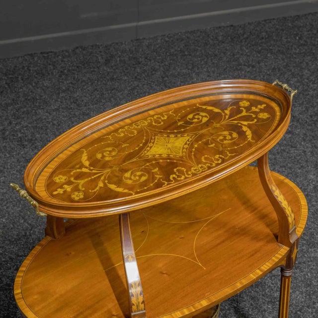 Edwardian Inlaid Mahogany Etagere with Glass Tray Top, 1900s For Sale - Image 11 of 18