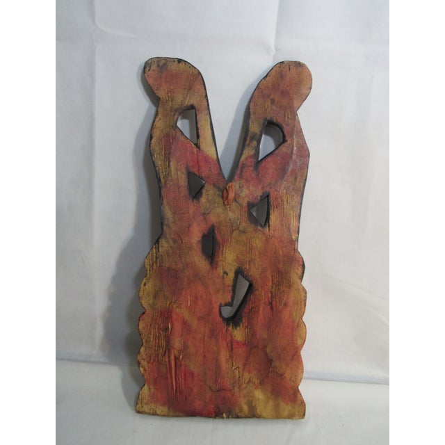 Mid 20th Century Vintage African Wood Carved Wall Decor 2 Ladies For Sale - Image 5 of 10