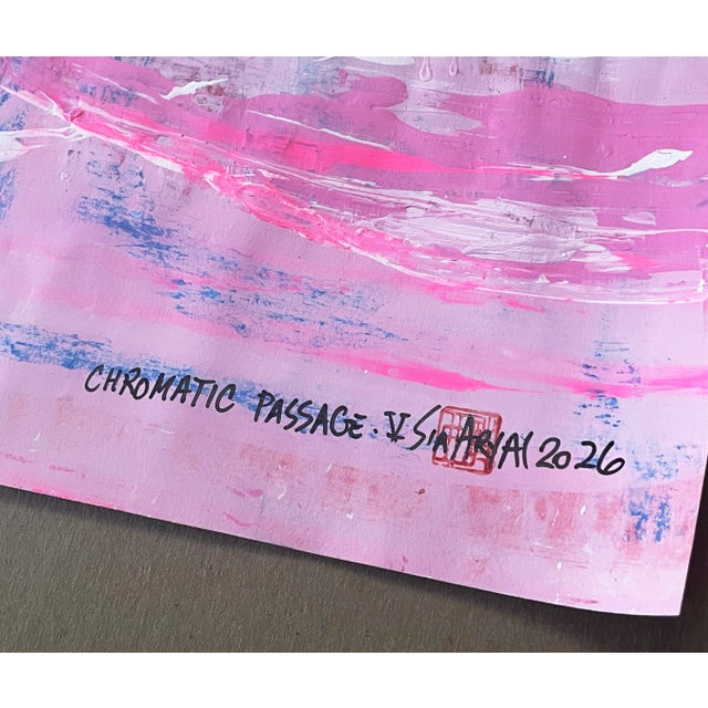 Contemporary Chromatic Passage. V Framed Abstract Shades of Pink and White Painting For Sale - Image 3 of 5