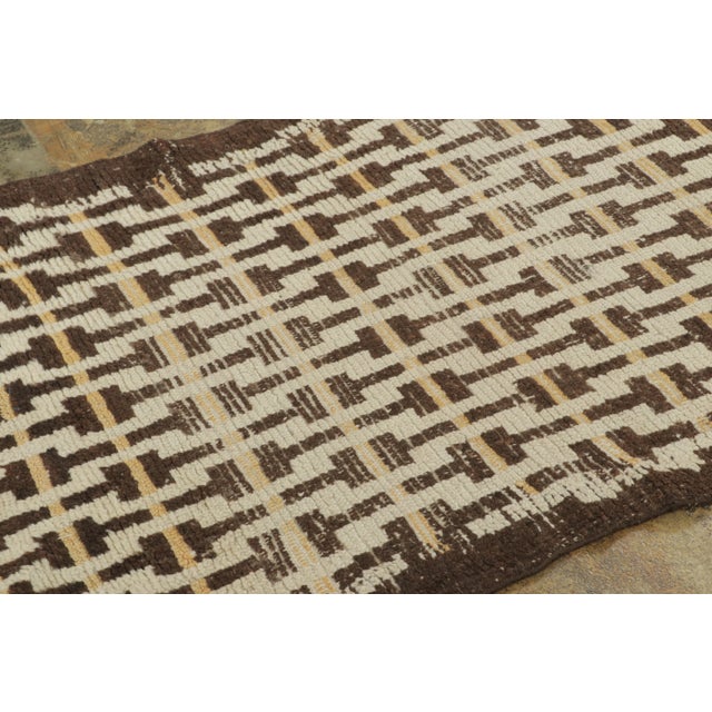 This 3x5 French Art Deco rug, handwoven in wool and dating to circa 1950–1959, presents a striking geometric lattice...