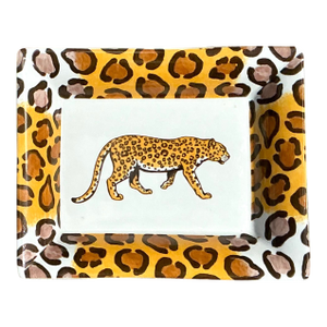 Vintage French Patricia Derouboix Limoges Cheetah Ceramic Tray