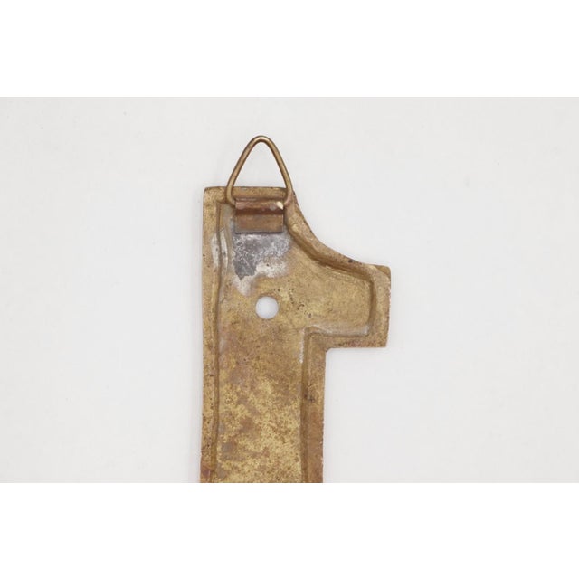 Traditional Reclaimed 7.687 In. Cast Brass Number 1 For Sale - Image 3 of 3