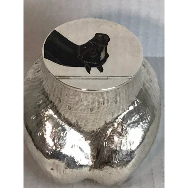 Victorian Late 19th Century English Officers Equestrian Silverplate, Enamel & Hoof Inkwell For Sale - Image 3 of 13
