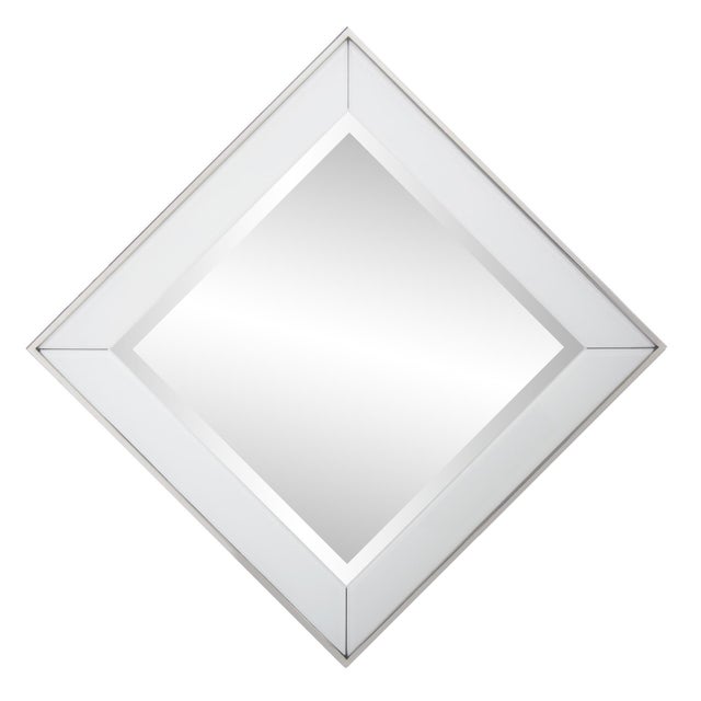 Square Devon Mirror in White For Sale In Chicago - Image 6 of 9