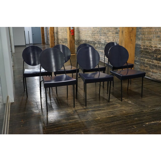 Postmodern Set of 7 Dakota Jackson Memphis Style Vik-Ter Chairs in Eggplant For Sale - Image 3 of 16