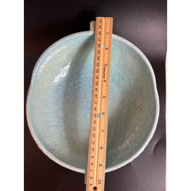 Blue Vintage 1948 Roseville Pottery Wincraft Blue Console Bowl For Sale - Image 8 of 9