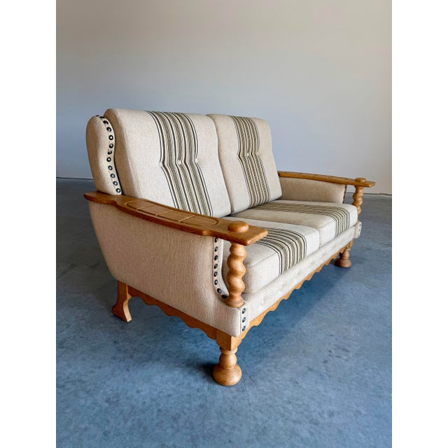 Mid-Century Modern Mid Century Danish Brutalist Henning Kjaernulf Oak Loveseat, Attributed For Sale - Image 3 of 13