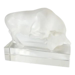 Late 20th Century French Frosted Glass Bull Figure by Lalique France