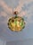 1970s Mid-Century Modern Style Teal Turquoise Hand-Painted Glass and Gold Floral Chandelier⁠ For Sale - Image 12 of 17