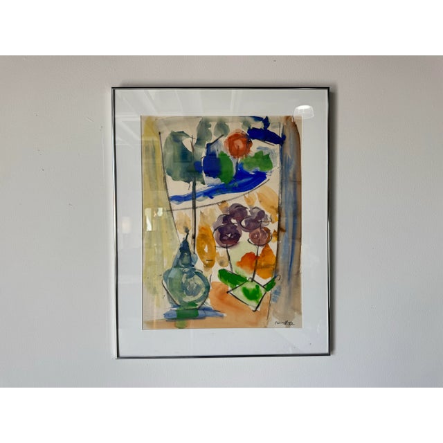 Mid-Century Modern 1982 Vintage Expressionist Abstract Watercolor Painting by Yamill For Sale - Image 3 of 12